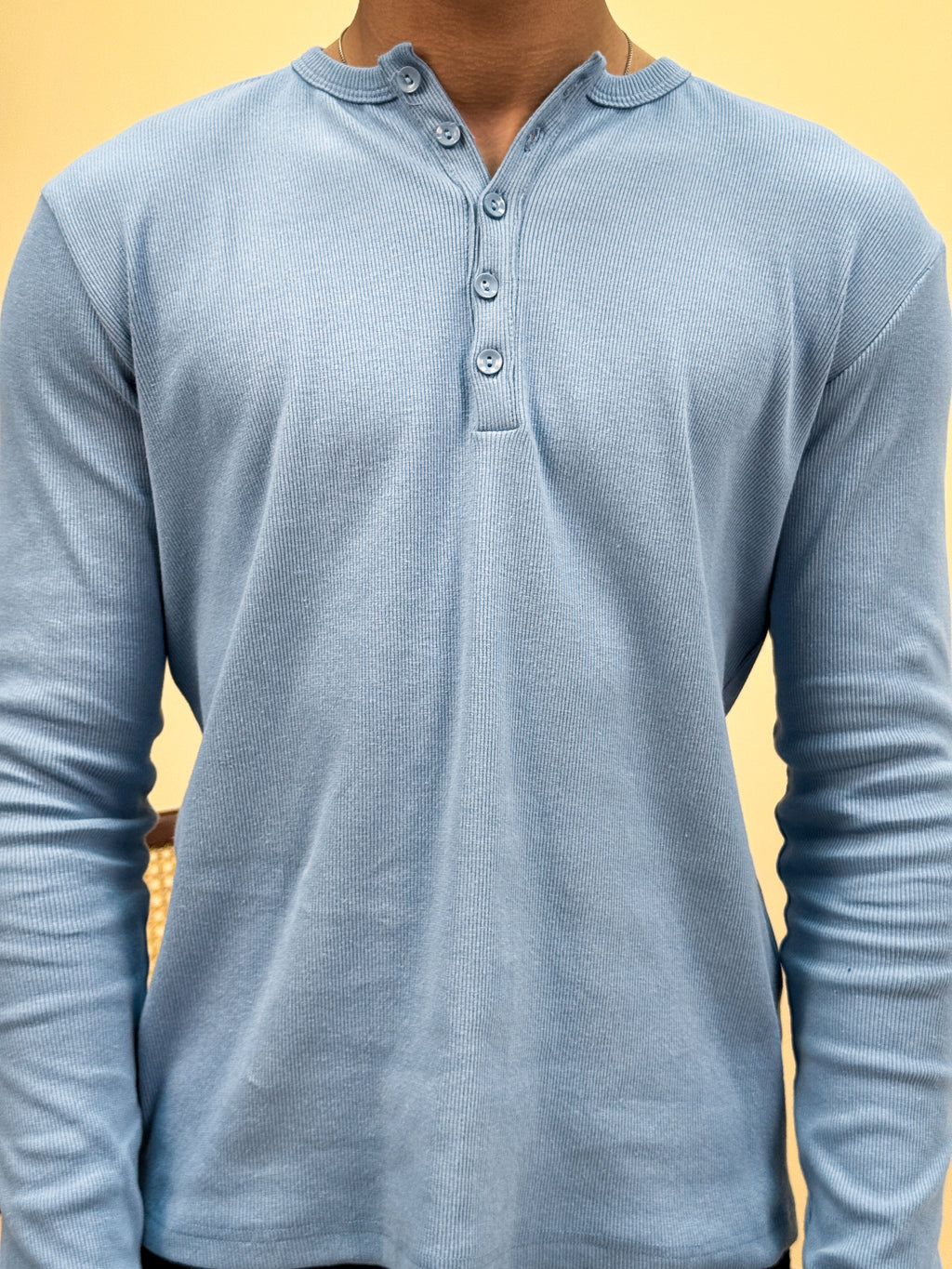 Misfits Waffle Henley - Baby Blue
