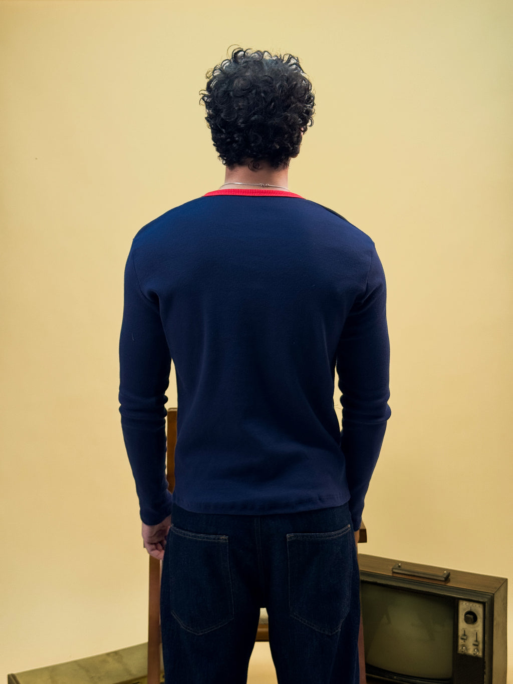 Misfits Waffle Henley - Navy / Red