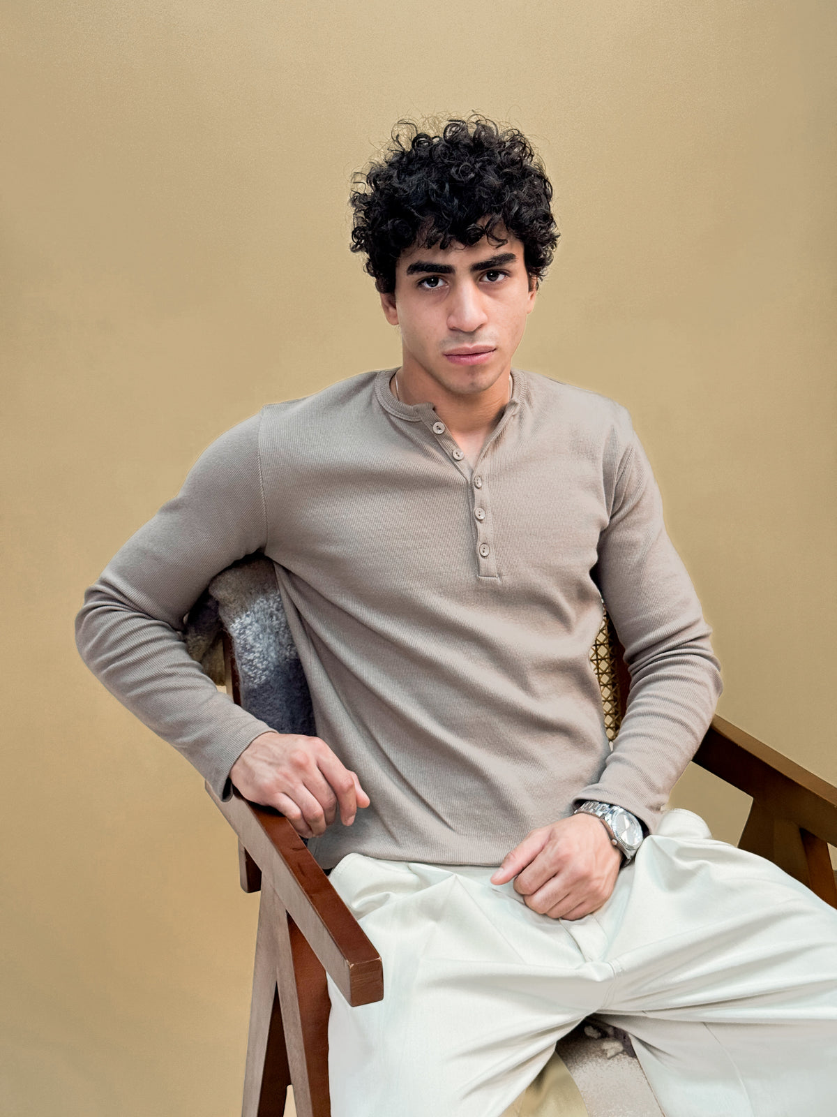 Misfits Waffle Henley - Brown