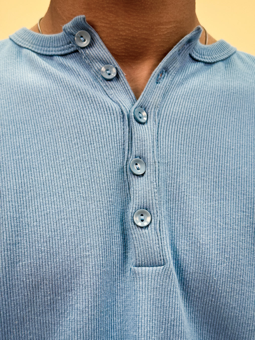 Misfits Waffle Henley - Baby Blue