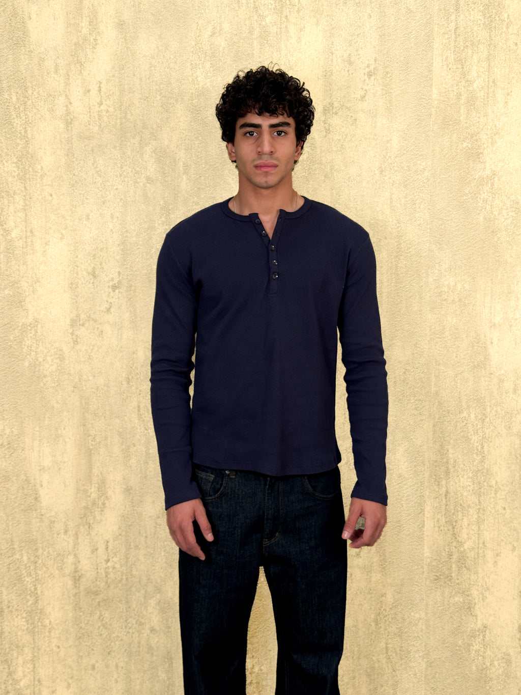 Misfits Waffle Henley - Navy