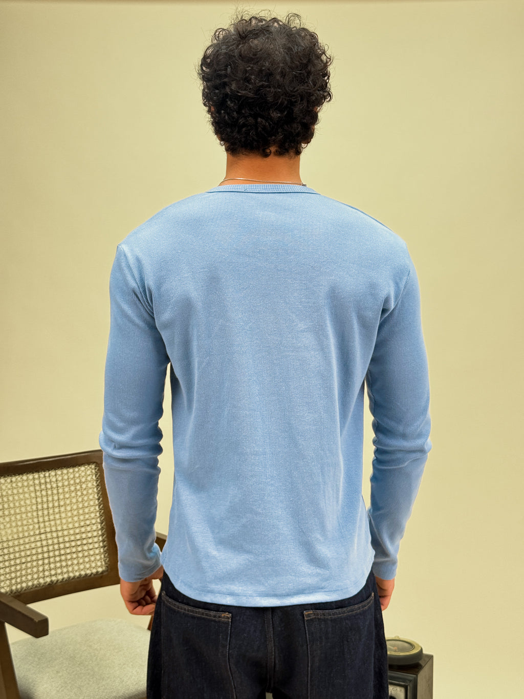Misfits Waffle Henley - Baby Blue
