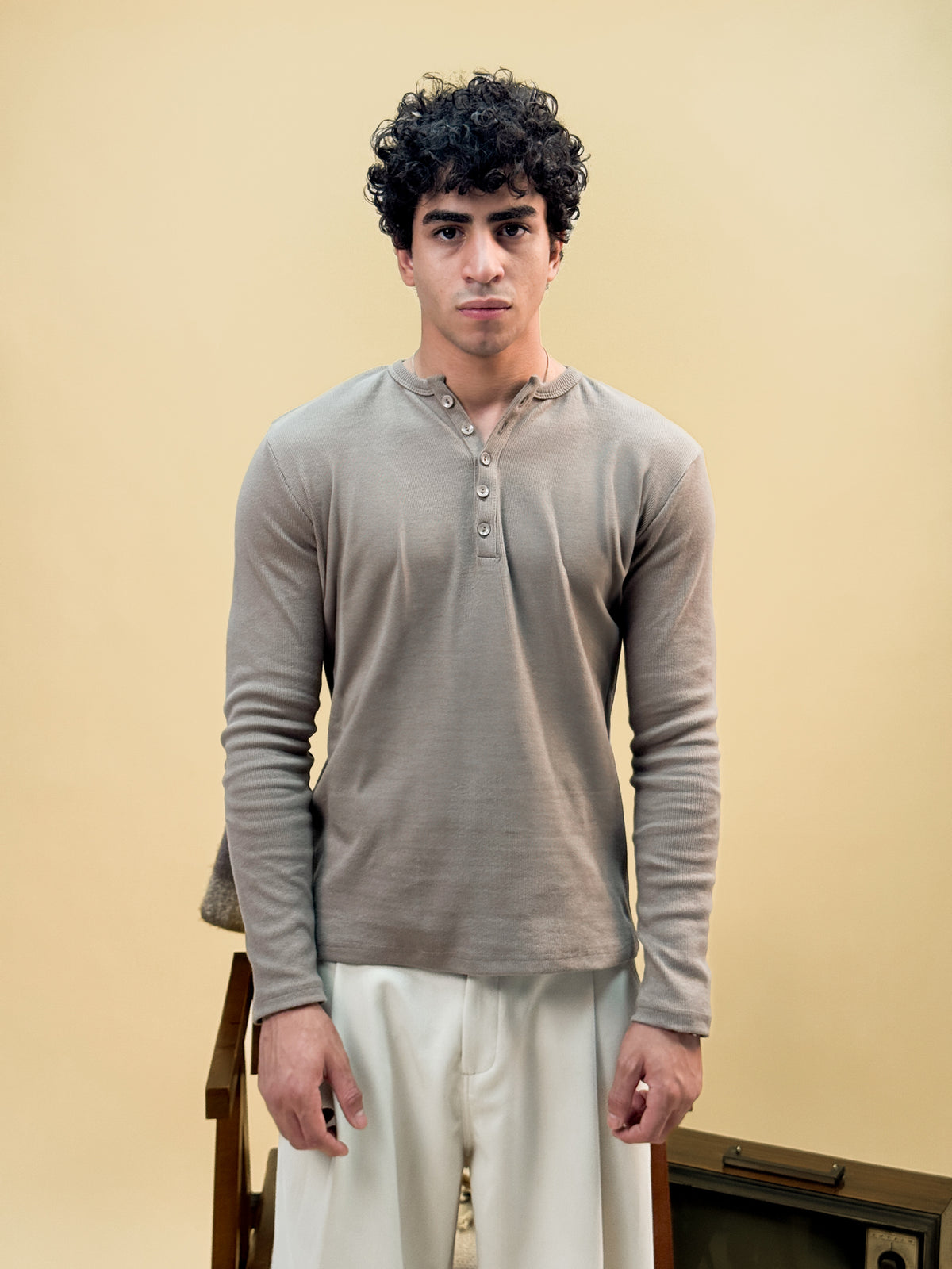 Misfits Waffle Henley - Brown