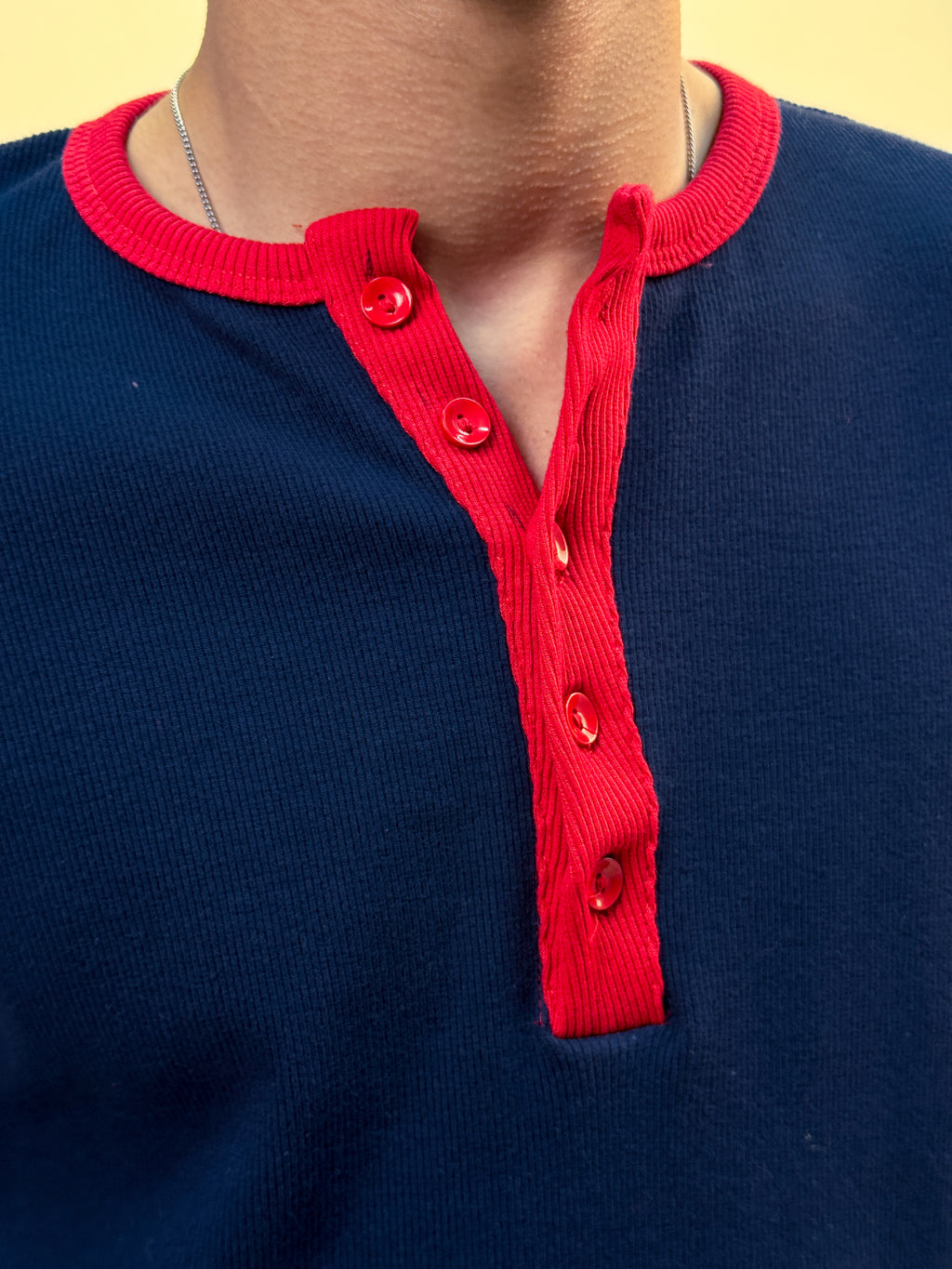 Misfits Waffle Henley - Navy / Red