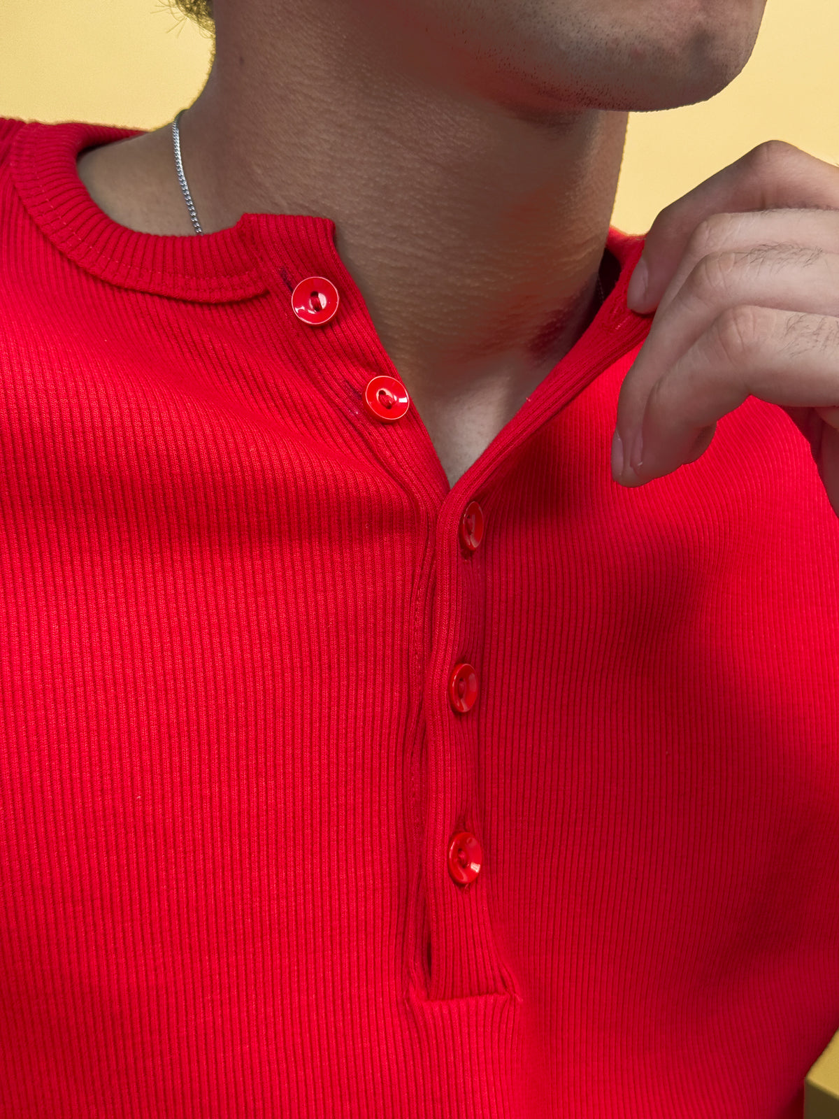 Misfits Waffle Henley - Red