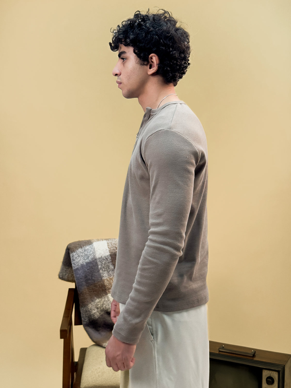 Misfits Waffle Henley - Brown